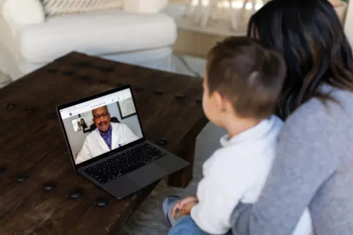 Patient having a video consultation with doctor